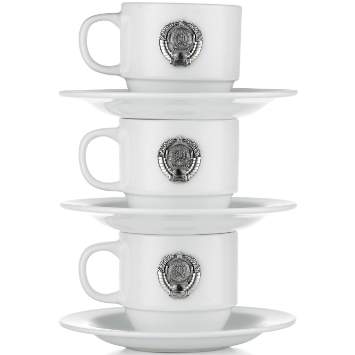 Set of porcelain coffee cups "USSR" for 3 persons